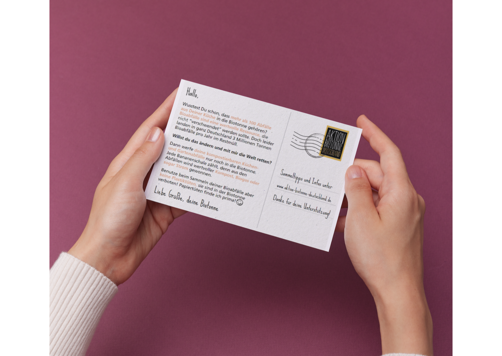 Postkarte "Macht die Biotonne plastikfrei"